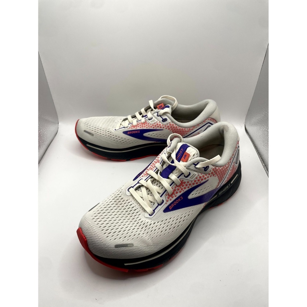 Brooks Ghost 14 1203561B192 Womens 8 B Sneaker White Purple Coral Running Shoes